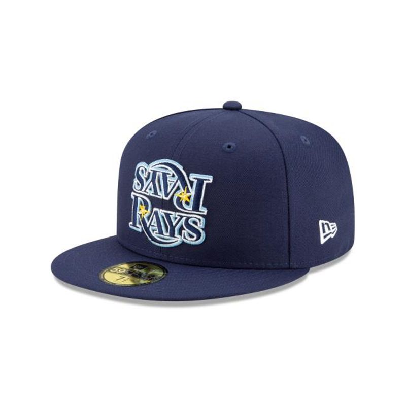 MLB Tampa Bay Rays Team Mirror 59Fifty Fitted (TEC0650) - Blue New Era Caps